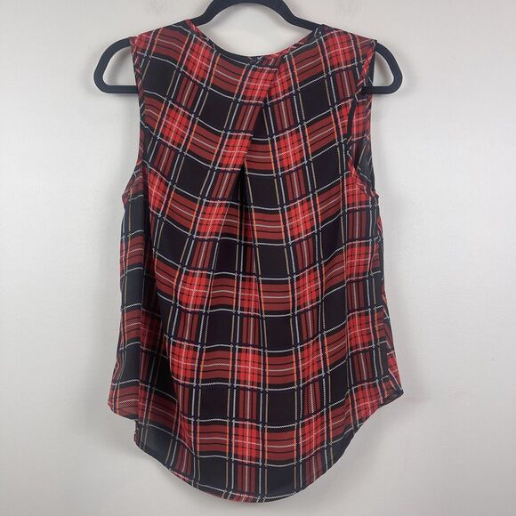 Anthropologie Greylin Womens Top Small Red Plaid Sleeveless Flowy Dark Academia - Picture 5 of 7